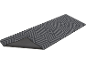 Anthracite-colored rug with a geometric pattern, featuring a raised edge.
