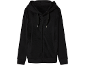 Black velvet zip-up hoodie with drawstrings