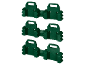 Green plastic lawn edgings arranged in three rows.
