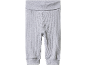 Grey ribbed baby trousers with elasticated waist and cuffs.