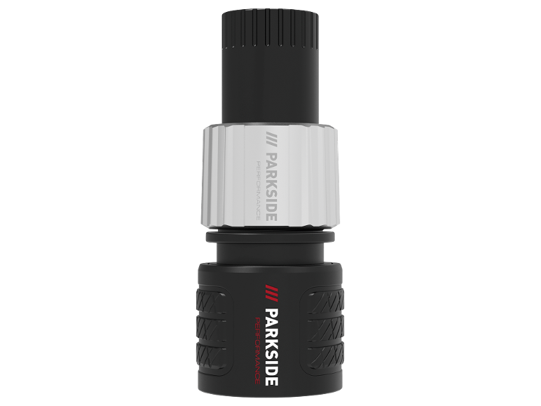 Black and white hose connector with 'PERFORMANCE' text.