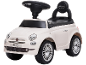 White toy car with steering wheel and rear handle