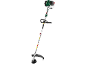 Petrol grass trimmer with engine and protective guard