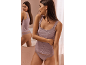 Women's lilac camisole and briefs with lace, mirror reflection