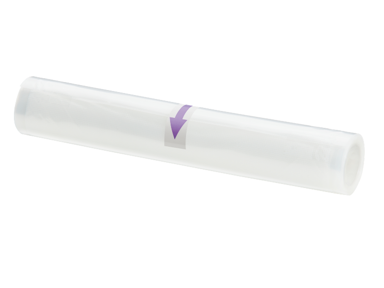 Roll of vacuum film with a purple arrow