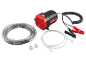 Oil transfer kit with pump, clear hoses, and battery clamps.
