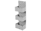 Light grey wall storage unit with three woven baskets