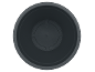 Top-down view of a dark grey round plastic plant pot or basin.