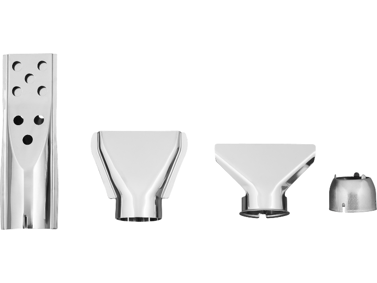 Heat gun nozzles: flat, wide, reduction, and reflector.