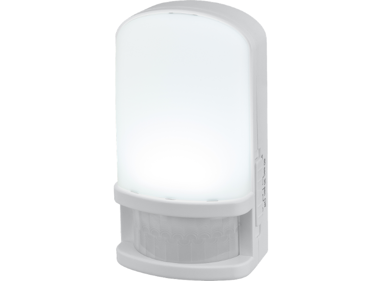 White LED night light with motion sensor and adjustable illumination time.