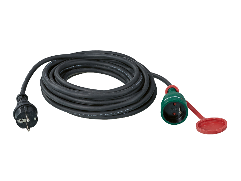 Parkside extension cable with a protective cap