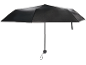 Open black umbrella with handle and cord