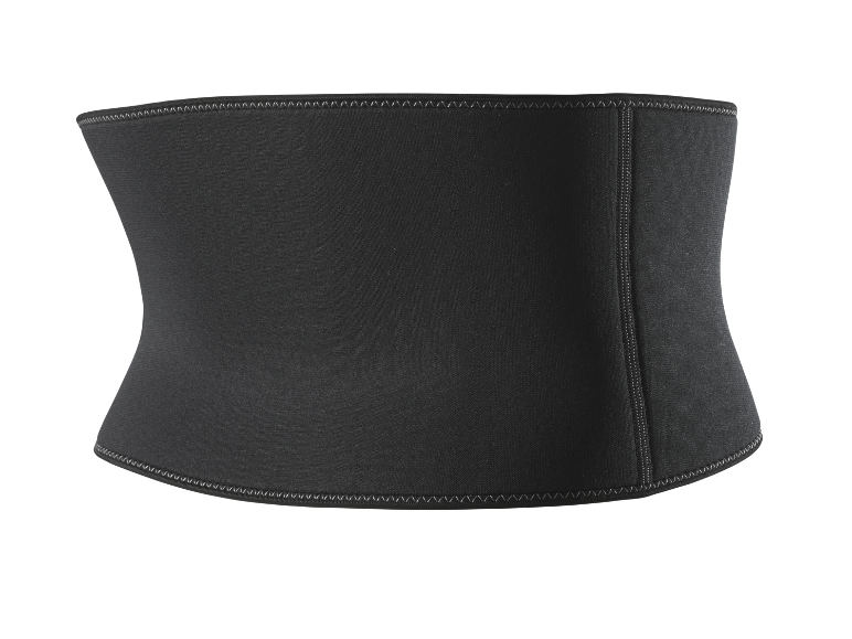 Black waist trainer with visible seams.
