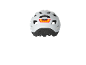 White cycling helmet with an integrated red rear light and power button.