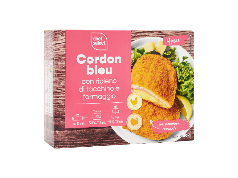 Cordon bleu with turkey filling and cheese, 4 pieces, 480 g