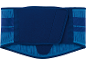 Blue lumbar support belt with fabric details.
