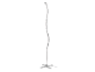 Floor lamp with a curved LED strip and a cross-shaped base.
