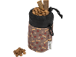 Treat pouch with dog food and sticks, featuring paw print and bone patterns.