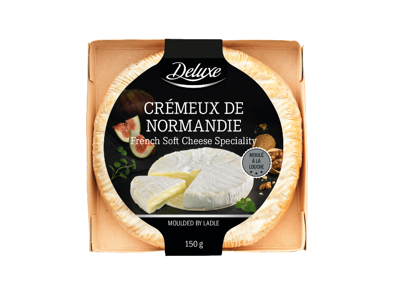 Soft cheese from Normandy, 150 g, ladle-moulded, with figs and walnuts.