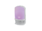 White motion sensor night light, purple glow, with mode switches.