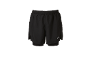 Black men's running shorts with an elastic waistband and inner shorts.