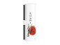 White cylindrical sushi chopstick holder with bamboo illustration and red sun.