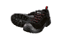 Black safety boots with red laces and a thick sole.