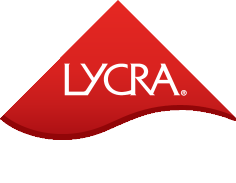 Red triangular seal with white text 'LYCRA' and registered trademark symbol.