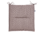Light brown seat cushion with ties, featuring a subtle textured pattern.