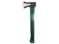 Green axe with a black handle and a silver blade.