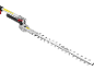 Long hedge trimmer with adjustable head and Lasercut blade.