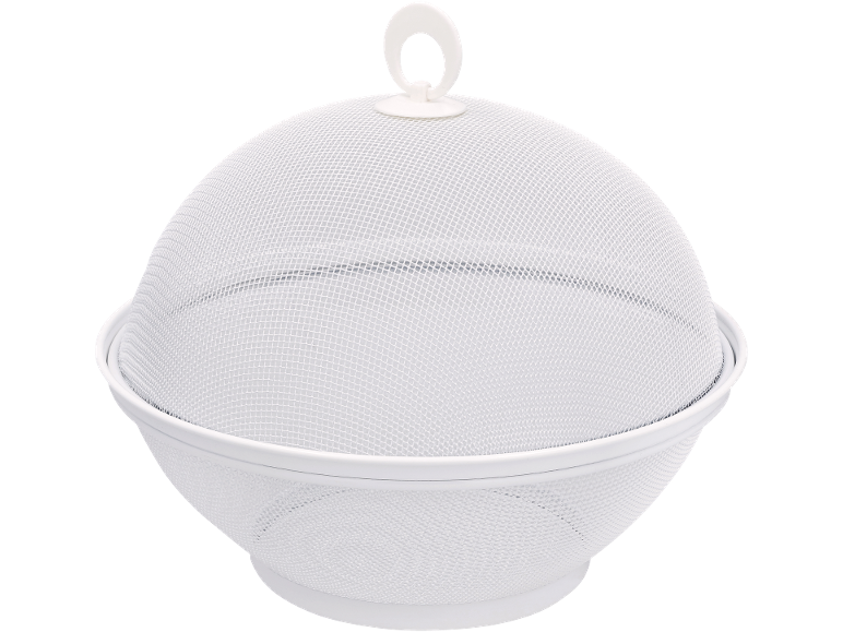 White mesh basket with lid for food