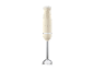 Cream-coloured Silvercrest hand blender with metal attachment in retro design.