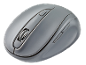 Gray wireless computer mouse with a scroll wheel and DPI buttons.