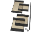 Set of four beige roller blinds with black details and mounting accessories.