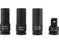 Four black CR-MO sockets of various sizes: 17mm, 19mm, 21mm, and 1/2'FX3/4'M.