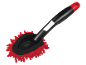Red and black dust brush with an ergonomic handle.