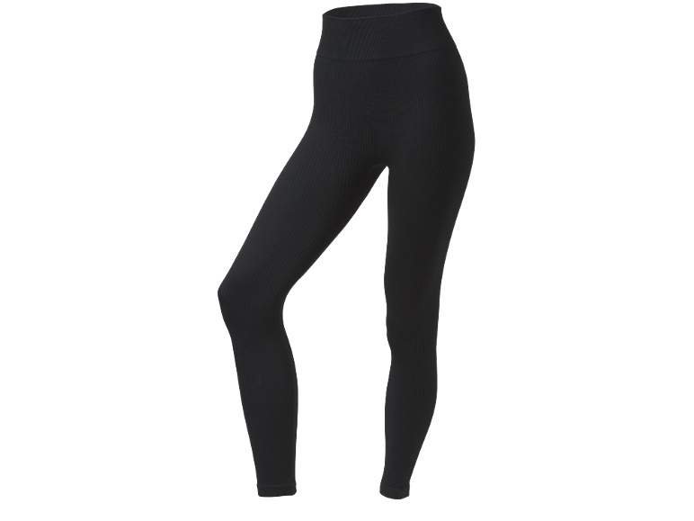 Women's black ribbed leggings.