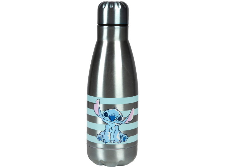 Metal water bottle with a blue cartoon character design