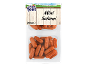 Packaged mini salami, with a wooden background and alpine landscape, 250g.