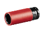 Red and black socket wrench with 'CrV 21' marking