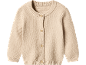 Beige knitted cardigan with wooden buttons for babies