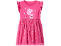 Pink girls' dress with a pig character print and a glittery tulle skirt.