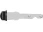 Grey and black plastic safety key with circular details.