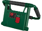 Green portable LED floodlight with USB output and battery indicator.