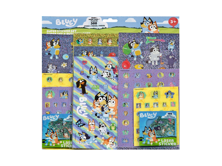 Set of over 500 stickers featuring cartoon characters, including laser stickers.