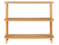 Light wooden shelf with three levels and rounded edges.