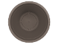 Round brown plastic plant pot, top view.
