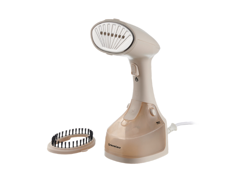 Handheld garment steamer with brush attachment