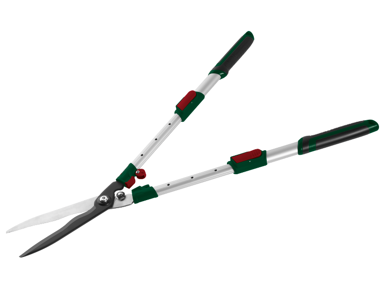 Telescopic garden shears for trimming bushes and hedges.
